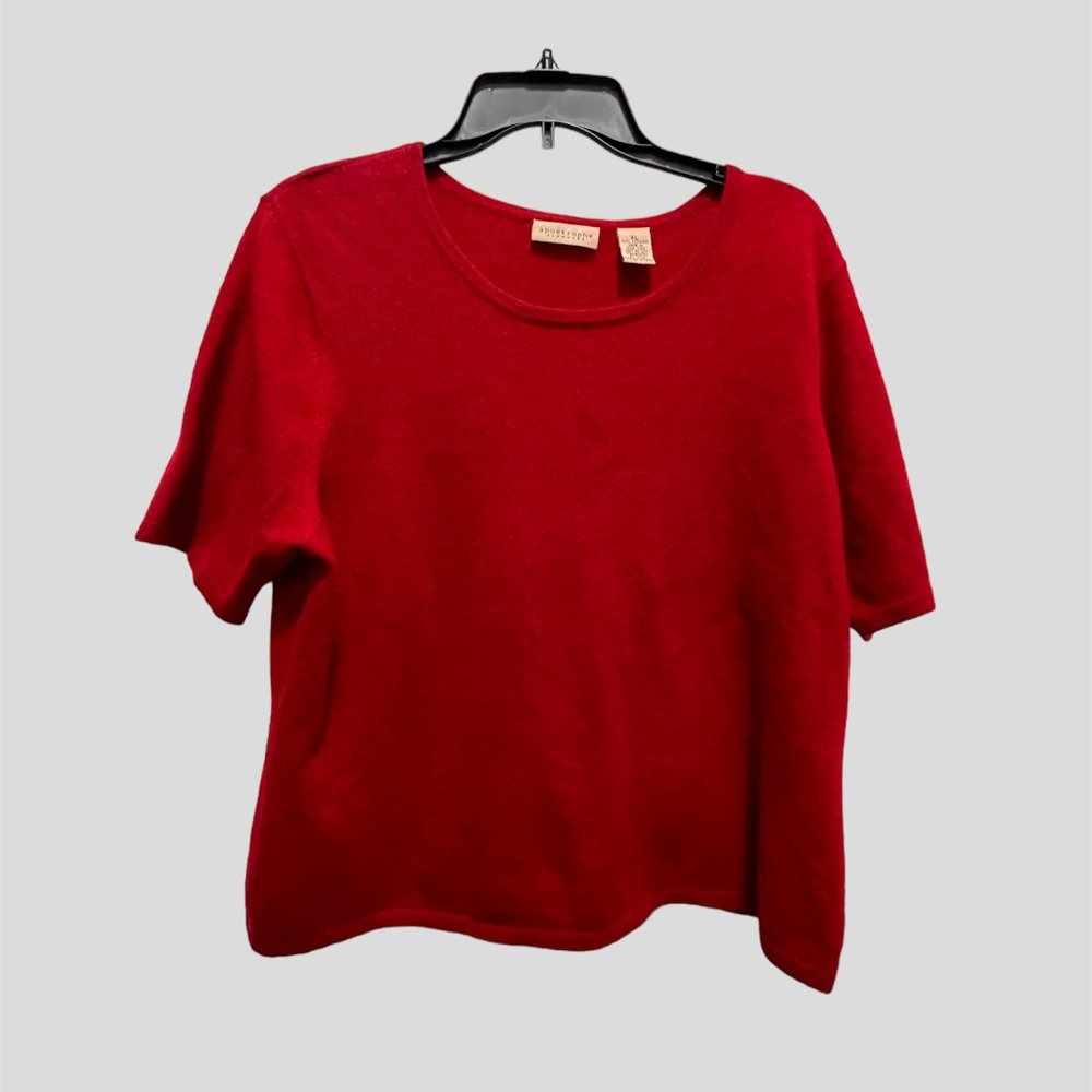 Apostrophe size XL red cashmere short sleeve sweater
